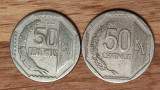 Peru - set de colectie varietati - 50 centimos 1991 + 2003 cu si fara braille