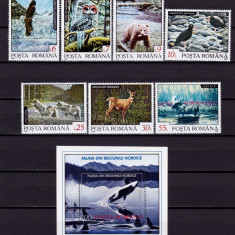 RO 1992 ,LP 1300+1301 ,"Fauna din regiunile nordice" , serie+colita 278, MNH