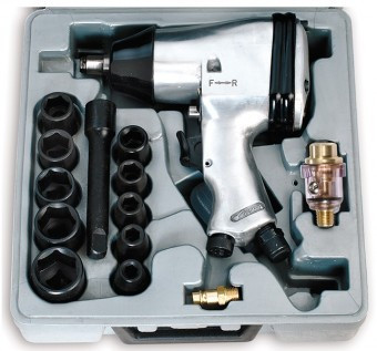 Pistol de impact pneumatic cu accesorii, 320Nm, FERVI 0044 foto