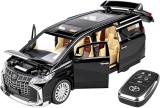 Macheta metal Toyota Alphard neagra scara 1:24 cu usi electrice din telecomanda lumini si sunete