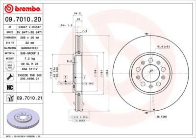BREMBO 09.7010.21 PRIME LINE - UV Coated Disc frana foto