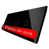 Livolo panou sticlă negru pentru 3 &icirc;ntrerupătoare duble touch