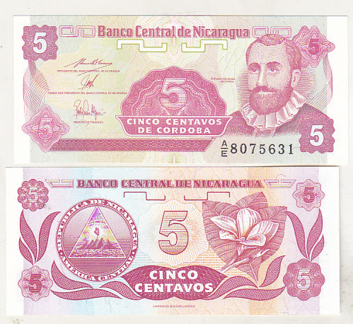 bnk bn Nicaragua 5 centavos 1991 unc