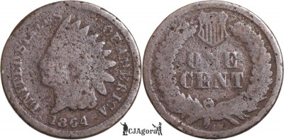 1864, 1 cent ( Indian Head Cent - with shield ) - Statele Unite ale Americii foto