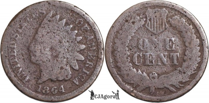 1864, 1 cent ( Indian Head Cent - with shield ) - Statele Unite ale Americii