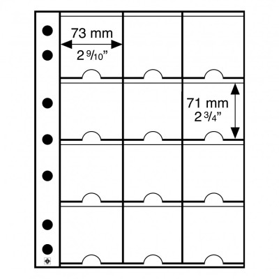 Folii Leuchtturm Grande M 12 K - pentru cartonase 66x66 mm/dim. 40,43,48,53 mm/ foto