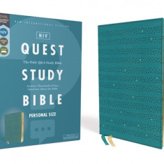 Niv, Quest Study Bible, Personal Size, Leathersoft, Teal, Comfort Print: The Only Q and A Study Bible