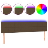 Cumpara ieftin Tablie de pat cu LED, maro inchis, 160x5x78/88 cm, textil