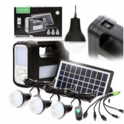 Kit iluminare LED cu panou solar, 3 becuri, functie incarcare dispozitive, 4000 mAh foto