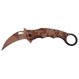 Cumpara ieftin Briceag Vanatoare IdeallStore Karambit Desert Camo 20cm, Otel 440C, Bej, Anti-alunecare