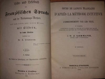 J. LEHMANN -COURS DE LANGUE FRANCAISE... METHODE INTUITIVE.. PAR LES YEUX {1881} foto