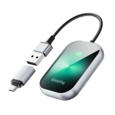 Adaptor auto wireless iSEN A21 pentru Android Auto si CarPlay, Verde, USB si Type-C, Conectare automata, 5.8 GHz, Plug Play