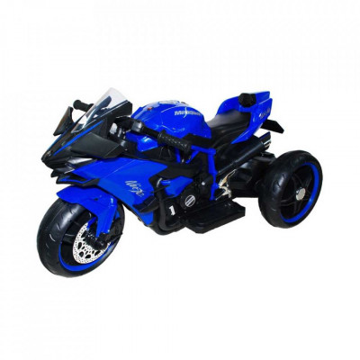 Motocicletă cu acumulator, 2 motoare, 12V, 4A, Băieți, Albastru foto