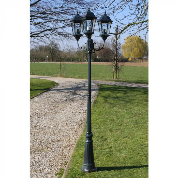 Felinar Brighton cu 3 brate 230 cm Verde &icirc;nchis/Negru GartenMobel Dekor