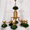 Candelabru antic Art Decor, globuri metal emailat verde