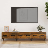 Comoda TV, stejar fumuriu, 150x34,5x30 cm, lemn prelucrat GartenMobel Dekor, vidaXL