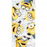 Prosop de plaja Minions Lively, Multicolor, 70x140 cm, 100% Bumbac