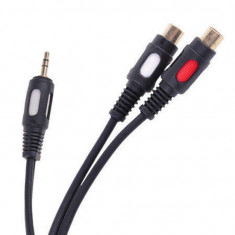 Cablu Generic Jack 3.5 mm Male - 2x RCA Female 0.25m Black foto