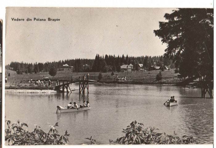 CPIB 15769 CARTE POSTALA - VEDERE DIN POIANA BRASOV. BARCA PE LAC, RPR, RARA