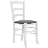 Scaun Paesana - cadru alb - imitatie piele gri - 62019