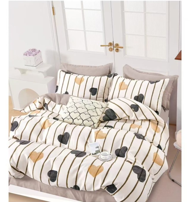 Lenjerie pat single,bumbac finet,4 piese,cearceaf cu elastic 140x200cm,cearceaf pilota 150x220cm,2 fete de perna 50x80cm-A1158