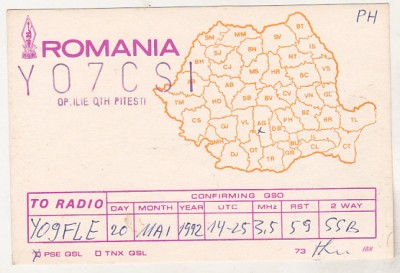 bnk cp Harta Romaniei - carte postala QSL foto