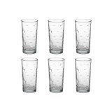 Set 6 pahare din sticla, 250 ml, Transparent cu model, 5.5x13 cm, ATU-082310, Oem