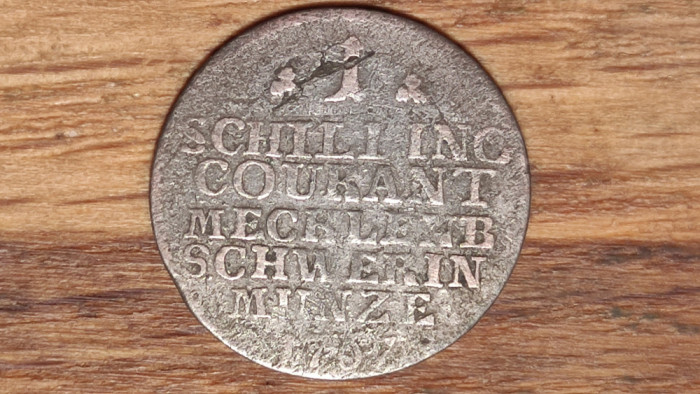 Mecklenburg - Schwerin -moneda de colectie rara- 1 Schilling Courant 1767 argint