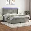 VidaXL Pat cu arcuri, saltea și LED, gri deschis, 180x200 cm, catifea 3139697