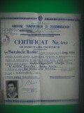 HOPCT DOCUMENT VECHI NR 410 CERTIFICAT/BREVET RADIOTELEGRAFIST 1960 TELECOMUNICA, Romania de la 1950, Documente