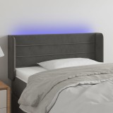 VidaXL Tăblie de pat cu LED, gri &icirc;nchis, 93x16x78/88 cm, catifea 3123413