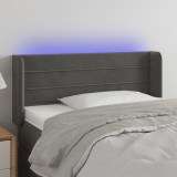 VidaXL Tăblie de pat cu LED, gri &icirc;nchis, 93x16x78/88 cm, catifea