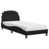 Cumpara ieftin Pat, Viana, cu saltea, negru, 80x200 cm, piele ecologica