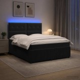 Cumpara ieftin Pat cu arcuri LED si saltea Negru 140 x 200 cm Catifea