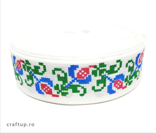 Bandă decorativă -Tafina 25mm- trandafir albastru (rolă 25m) Bandă decorativă -Tafina 25mm- trandafir albastru (rolă 25m)