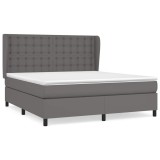 Cumpara ieftin Pat box spring cu saltea, gri, 160x200 cm, piele ecologica