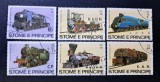 S&atilde;o Tom&eacute; e Pr&iacute;ncipe 1982 Istoria Locomotivelor cu Abur Set Complet 6 Timbre Ștampilat / CTO - A183