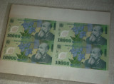 Bloc / Coala 4 Bancnote 10000 lei 2000 (Isarescu) ROMANIA - UNC