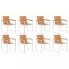 Set 8 Scaune Gradina Gossi, Lemn Acacia, Otel Inoxidabil, 60x56x85 cm, Stivuibile, Rezistente Intemperii