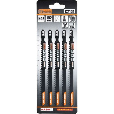 Panza, lama, fierastrau pendular, pentru lemn, HCS, prindere tip T, taiere rapida, 6 TPI, set 5 buc, 152 mm, Richmann Exclusive foto