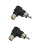 Set 2 adaptoare RCA tata 90 grade la RCA mama plastic negru M N C 05733-2