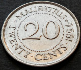 Cumpara ieftin Moneda exotica 20 CENTI - MAURITIUS, anul 1994 * cod 455, Africa