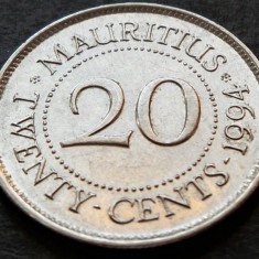 Moneda exotica 20 CENTI - MAURITIUS, anul 1994 * cod 455