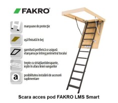 Scara pod metalica cu usa finisata in bej FAKRO LMS Smart foto