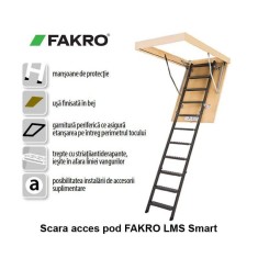 Scara pod metalica cu usa finisata in bej FAKRO LMS Smart