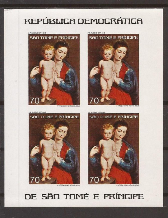 S. TOME E PRINCIPE 1977 PICTURA RUBENS ( bloc nedantelat) MNH