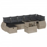 Cumpara ieftin Set mobilier de gradina cu perne, 8 piese gri deschis poliratan