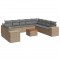 Set canapele de gradina cu perne, 11 piese, bej, poliratan