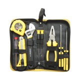 Trusa scule si unelte combinate Crownman 9 piese: cheie reglabila 200mm, cleste patent 180mm, ruleta 3m x 12.5mm, tester tensiune 3 x 140mm, cutter,