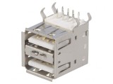 Conector USB A pentru PCB THT &icirc;n unghi 90&deg; dublu